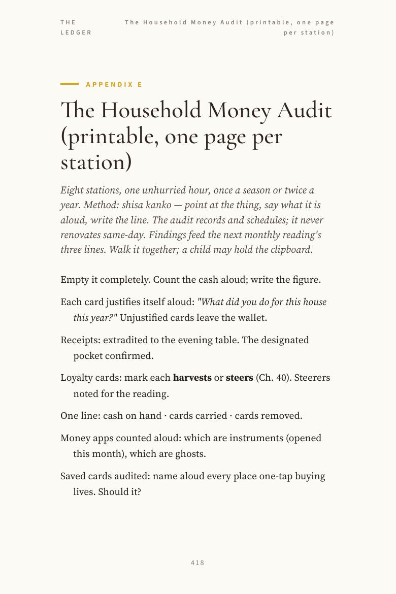 Page from The Ledger: App. E · The Household Money Audit